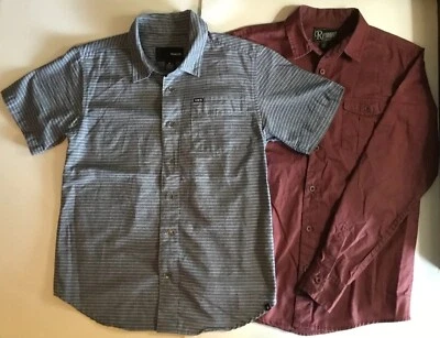Lote de 2 Tejidos: Hurley Niño S/S Azul Rayas y Retrofit Borgoña L/S Talla:Mediana Foto 1 de 4