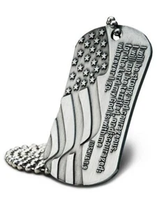 Joshua-Flag Antique Finish Dog Tag Necklace-Joshua 1:9 (4 Pack) - Picture 1 of 4