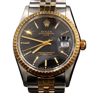 Herren Rolex Bicolor Datum Uhr Schwarz Stick Dial 15053 - Bild 1 von 8