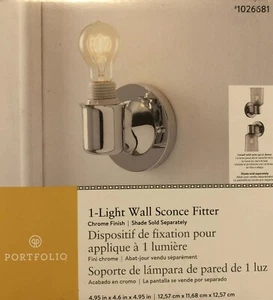 Wall 1-Light Sconce Fitter Chrome Polished Finish Portfolio NEW - Picture 1 of 2