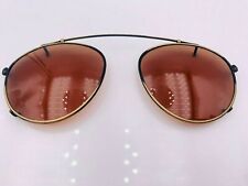 Vintage Antique Gold Metal Large Oval Metal Clips-On Sunglasses Frames 