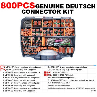 800PCS for DEUTSCH CONNECTOR KIT STAMPED CONTACTS for 14,16,18,20 GA. WIRE - Image 1 of 4