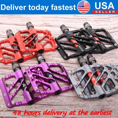 "Pedal de bicicleta MTB ATB 3 rodamientos pedales planos/plataforma de 9/16"" aptos para aluminio Shimano" Foto 1 de 4