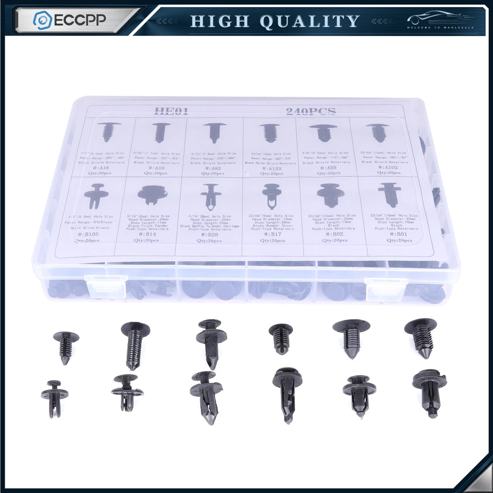 240X Sujetador de carrocería de auto Pasador Remache Borde Clip Panel Moldura para Nissan Ford Foto 1 de 4