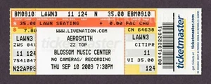 2009 AEROSMITH ZZ TOP Concert 9/10 Full Ticket BLOSSOM MUSIC CENTER A to Z TOUR - Picture 1 of 12