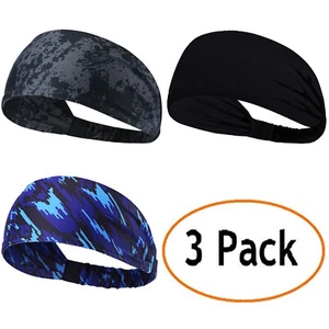 3Pack Womens Mens Sport Yoga Sweat Sweatband Headband Yoga Gym Stretch Head Band - Picture 1 of 10