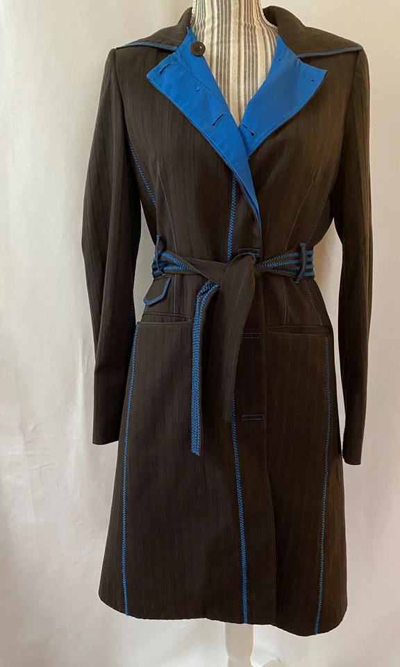 Women's Maxazria Collection Coat Size S 48% cotton, 25% wool, Color Brown/blue - Image 1 of 4
