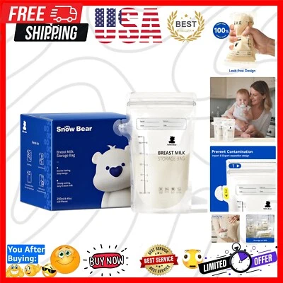 Bolsas de leche materna de 6 oz que ahorran espacio - 120 unidades, diseño a prueba de fugas para congelar Foto 1 de 4