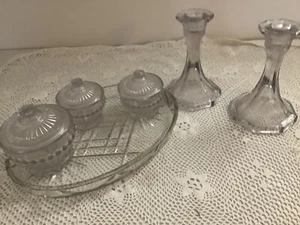 VINTAGE 1930’s GLASS DRESSING TABLE SET - Bild 1 von 5