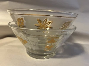 2 MCM Schalen Glasschalen mit Gold & Silber Radierung Stapelschalen 5,5x3" - Bild 1 von 7