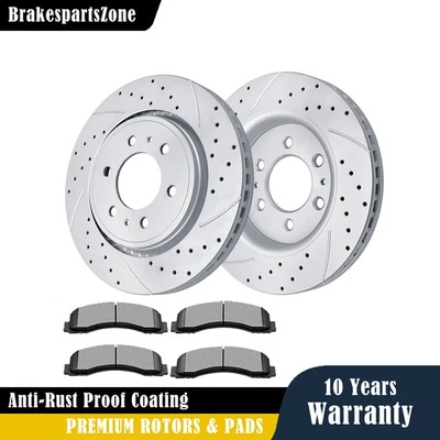 Front Brake Rotors and Pads for Ford Expedition F-150 Lincoln Navigator Slotted - Image 1 of 4