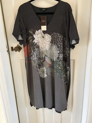 BNWT NEXT V NECK SHIFT DRESS KNEE LENGTH FLORAL PRINT WITH FOIL DETAIL SIZE 22 - Image 1 of 4