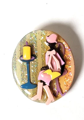 Broche Lucinda fecho feminino 2,5 polegadas tom prateado rosa vestido esmalte cerâmica - Imagem 1 de 4