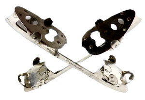 Victorian Era Chrome Silver Clamp-On Ice Skates Spalding Canadian Club Size 10.5 - Bild 1 von 12