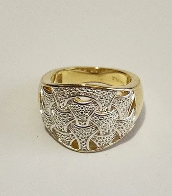 Anillo cúpula tejida con acento de diamantes - talla 6 Foto 1 de 3