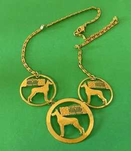Great Dane Dogs Gold Tone Impressive 16” Chain Necklace - Picture 1 of 4