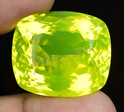 Natural Neon Yellow Opal 56.80 Ct Cushion Certified Untreated Loose Gemstone - Image 1 of 4