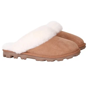New Kirkland Signature Women's Tan Sheepskin Shearling Slippers Size 8 Slip On - Picture 1 of 8