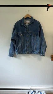 Vintage Camel Cigarettes Joe Cool Biker Jean Denim Trucker Jacket Size L - Picture 1 of 13