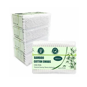 1000pcs Bamboo Cotton Swabs Double Round Cotton Buds with Wooden(5 Pack of 200) - Picture 1 of 6