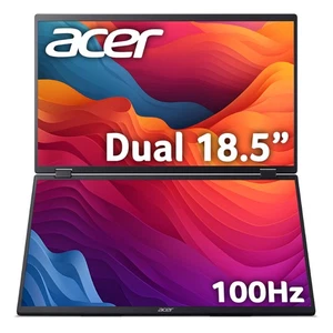 Acer PD193QE Dual 18.5" Full HD 100 Hz Foldabe Portable IPS USB-C & HDMI Monitor - Picture 1 of 8