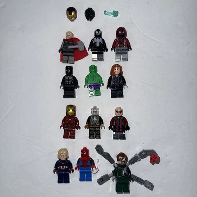 Lote de 12 minifiguras Lego Doc Ock, Viuda Negra, Miles Morales, Ant Man, Venom, Hulk Foto 1 de 4