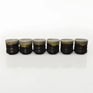 Handmade Pottery Drip Glaze 8oz Whiskey Style Cups Set Of 6 - Picture 1 of 10