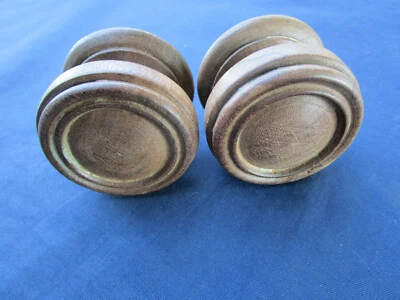 2 gros boutons bois naturel tiroirs commode meuble Diamètre 5 cm ancien - Photo 1/4