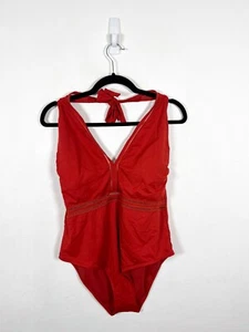 Traje de baño M&S 22 marrón terracota naranja cuello halter una pieza espalda abierta - Imagen 1 de 8