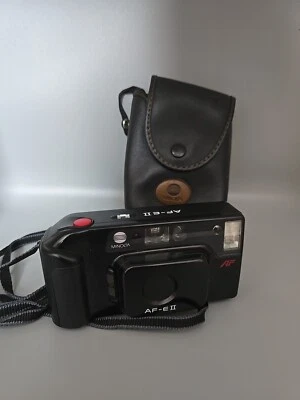 Minolta AF-E II 35mm Film Point and Shoot Camera Black Tested + Case  - Image 1 of 4