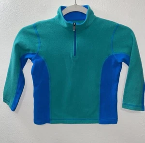 LL Bean Quarter Zip Fleece Pullover Top Small 4 Green Blue Long Sleeve Outdoor - Picture 1 of 6