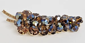 Juliana Leaf Brooch D&E DeLizza and Elster Topaz Brown Aurora Borealis Cha Cha - Picture 1 of 12