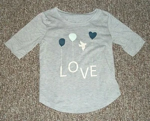 GAP KIDS youth large (10) SLEEP SHIRT OR SLEEPER TOP balloons LOVE GRAY - Picture 1 of 2