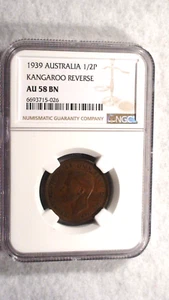 1939 Australia Half Penny NGC AU58 BN KANGAROO REVERSE 1/2P Coin PRICED TO SELL! - Picture 1 of 4