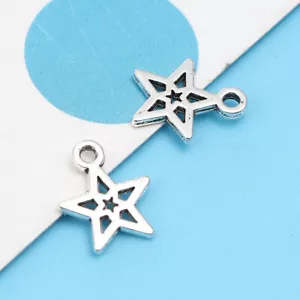 Star Charms Cutout Hallow Antique Silver Tone 10 x 9 mm US Seller 984 - Picture 1 of 3