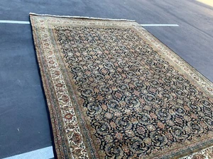 8'1" X 11'7" Black HAND-KNOTTED WOOL ORIENTAL RUG vintage Carpet - Picture 1 of 11