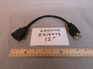 LA004K-E218475 Short Power Extension Cord 12 Inches Male-Female NOS - Picture 1 of 2