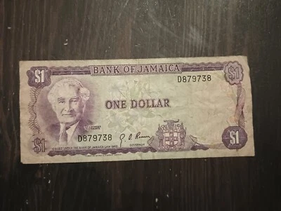 Bank of Jamaica One Dollar 1960 Circulated Bill - Image 1 of 2