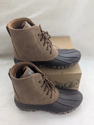 Botas de pato marrón con cordones talla 4 jóvenes Marley Lilly niños suela de leopardo Foto 1 de 4