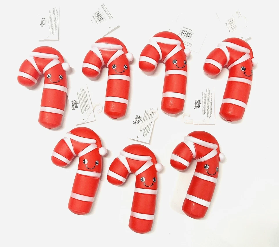 NEW 7-Pack Squeaky Dog Toys 5” – Christmas Candy Canes - Holiday Pet Gift - Xmas - Изображение 1 из 1