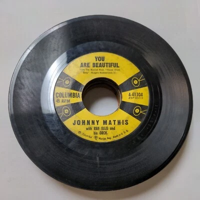 45 RPM Johnny Mathis You Are Beautiful/Let's Love Vinyl Record VG - Image 1 of 2