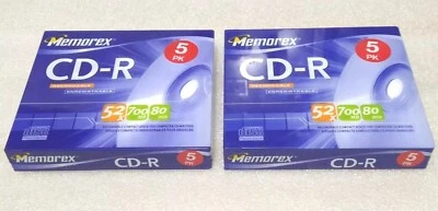 MEMOREX RECORDABLE 2 CD-R 5 PACKS 52X 700MB 80min NEW SEALED PACKAGE - Image 1 of 4