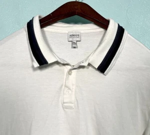 Armani Collezioni Mens Solid White Pique Soft Cotton Polo Shirt Slim Fit 2XL - Picture 1 of 7