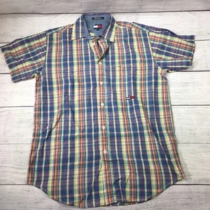 Vintage Multicolor Tommy Hilfiger Plaid Short Sleeve Shirt Men’s Size S - R4 - Picture 1 of 10