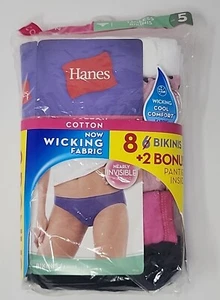 Paquete de 8 bikinis cómodos de algodón Hanes para mujer bragas ropa interior 5/pequeños - Imagen 1 de 6