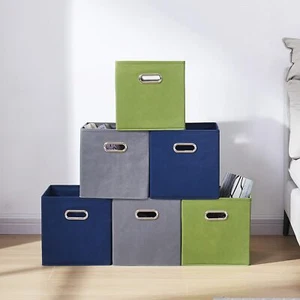 11 Inch Fabric Collapsible Storage Cubes6 Pack Colored Closet Storage Bins With - Picture 1 of 8