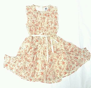 Ivory Coral Floral Chiffon Ruffle Sleeveless Sunday Dress Girl & Co Limeapple - Picture 1 of 3