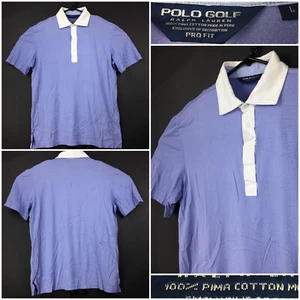 Ralph Lauren Golf Mens Large Pro Fit (42 in Chest) Blue Polka Dot Pima S/S Polo - Picture 1 of 7