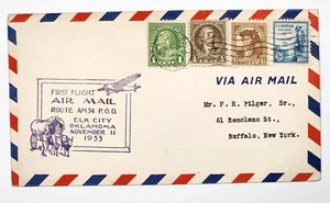 US 1933 AM 34 Elk City, OK Air Mail First Flight Cover - Picture 1 of 3