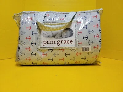Juego de ropa de cama para cuna Pam Grace Creations BDNB-NAUTICAL Anclajes Away 6 piezas Foto 1 de 2